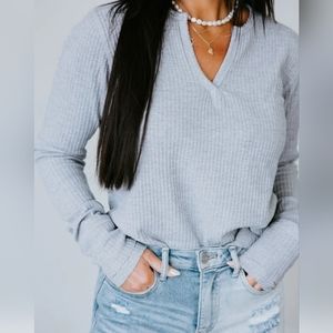 Piper Waffle V-Neck by Lily & Lottie